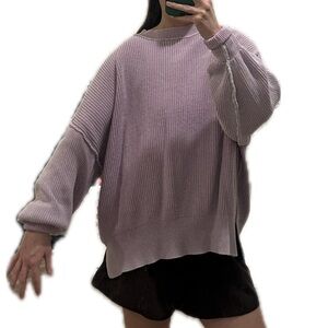 aerie Relaxed Ribbed Crewneck Sweater - Lavender